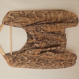 Zara Sheer Snakeskin Print Long Sleeve Top Size M